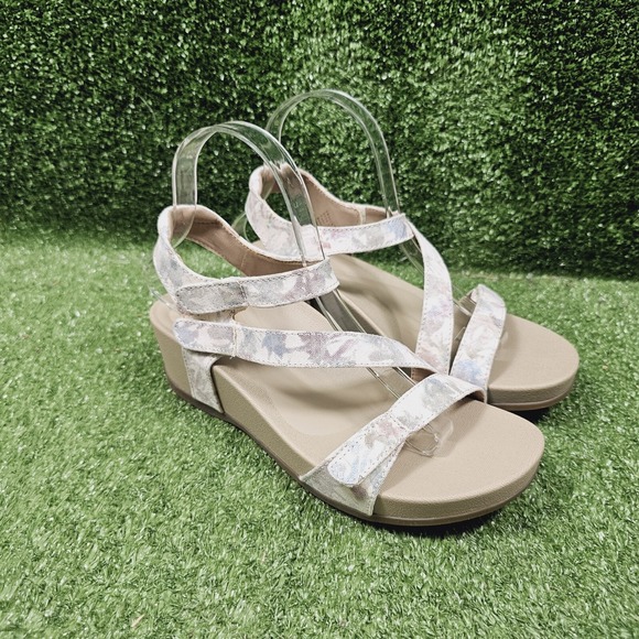 Aetrex Randi Orthopedic Adjustable Quarter Ankle Strap Wedge‎ Shoes Womens 8 - Picture 1 of 10